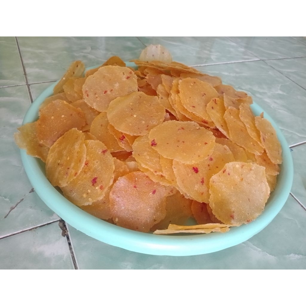 

Opak singkong mentah Opak enye mentah keripik Kecimpring cemilan rasa pedas manis dan rasa original