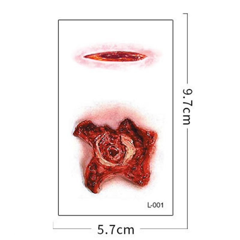 Helloween Prank Terluka Jahitan Stiker Tato Temporer Scar Blood Tattoos Tato Luka Jahitan Tato Luka