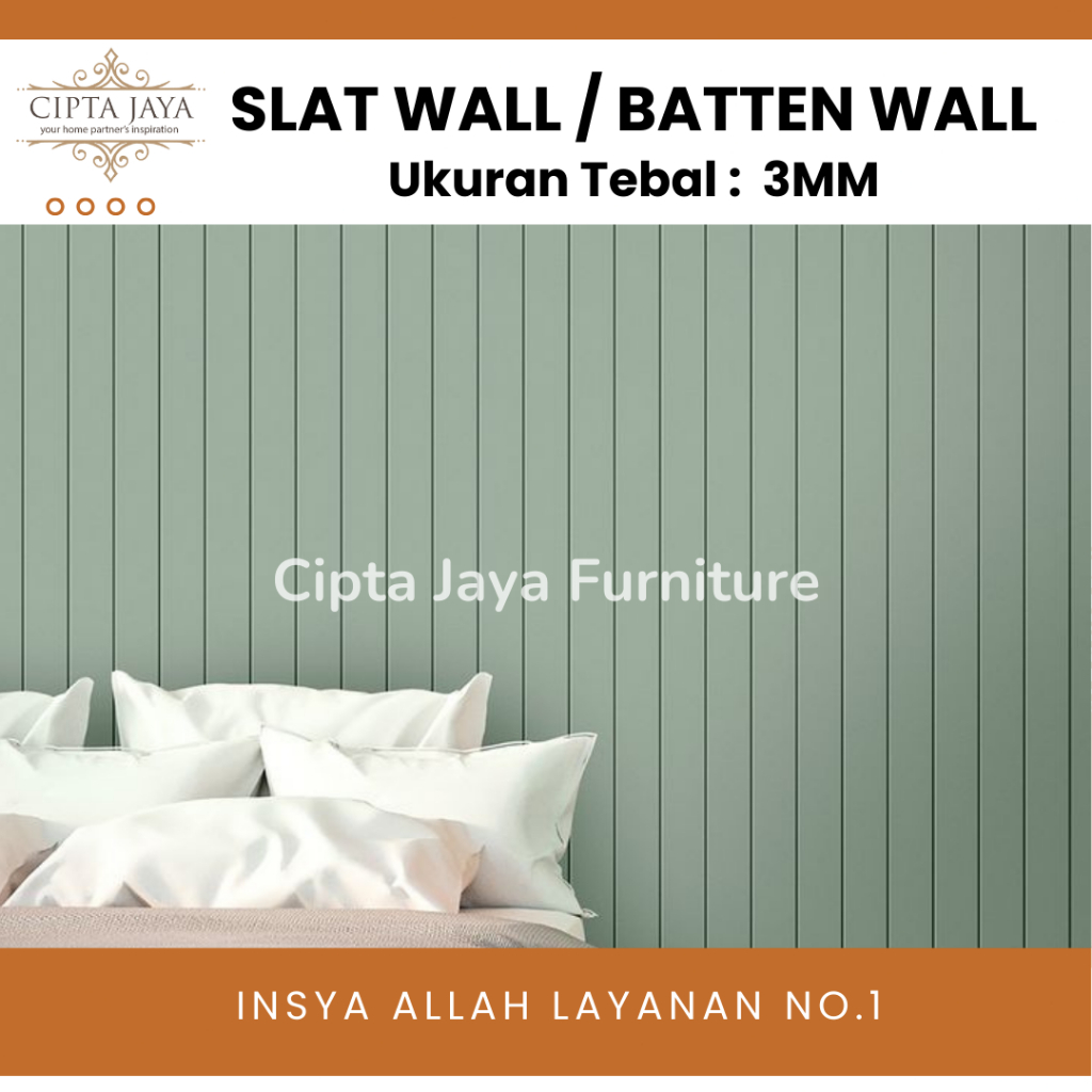 Cipta Jaya - Wall Batten Dinding Tempel Hiasan Dekorasi Kamar Aesthetic 3mm Wall Molding HMR Hijau