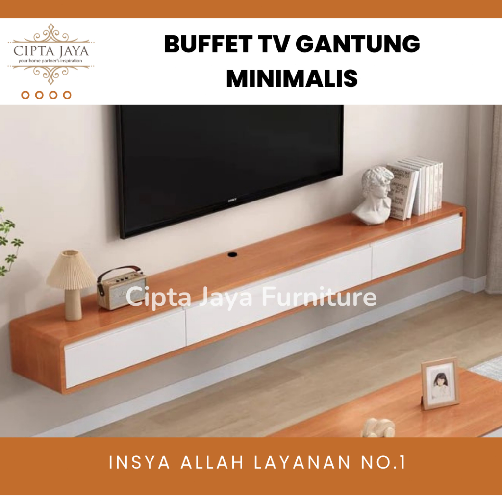Cipta Jaya - Meja TV gantung minimalis Rak TV gantung Minimalis Lemari TV Dinding Bupet TV Tempat Pe
