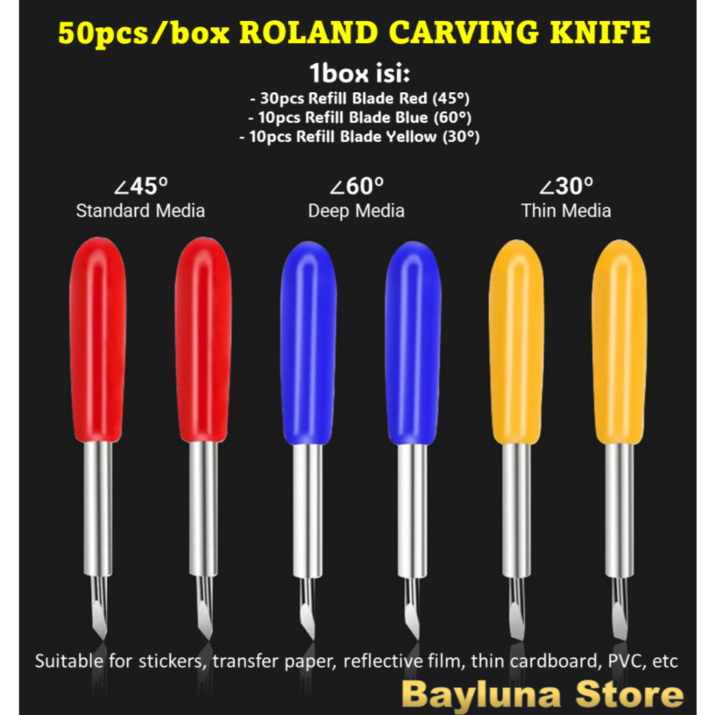 

BYL 50pcs/box Engraving Machine Blade 30 45 60 Derajat, Refill Blade Engraving Machine Tool for stickers, transfer paper, reflective film, thin cardboard, PVC, etc