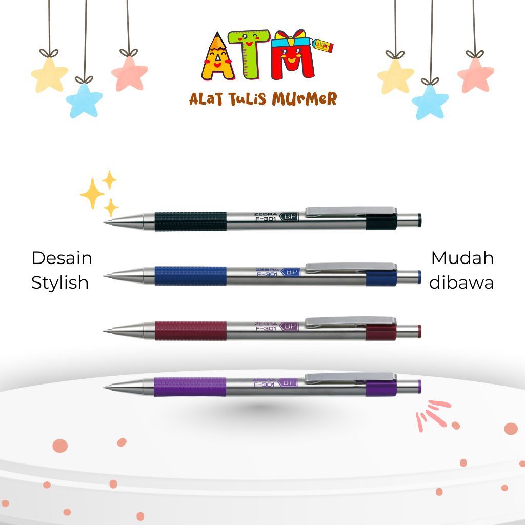 

Pulpen/Bollpoint/Bolpen/Pen/Zebra Ballpen Biru / Blue F-301- Pulpen Stainless