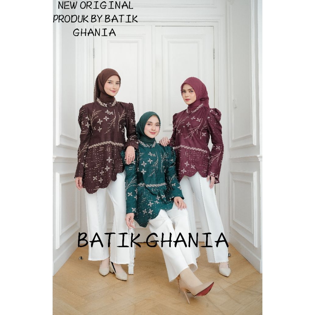 Atasan Batik Wanita Modern Baju Batik Lengan Panjang Blouse Batik ghania