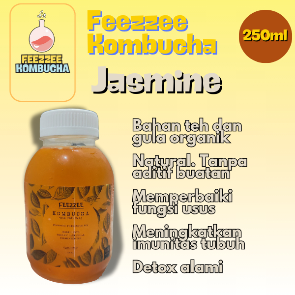 

Feezzee Kombucha Minuman Sehat Probiotik Kombucha 250ml Rasa Jasmine Bahan Organik