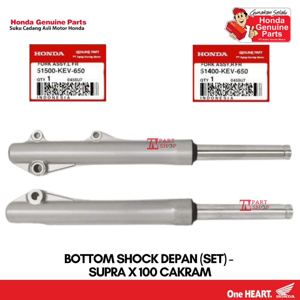 Paket Bottom Shock Depan (Set) - Supra X 100 Cakram / 51500-KEV-650 & 51400-KEV-650