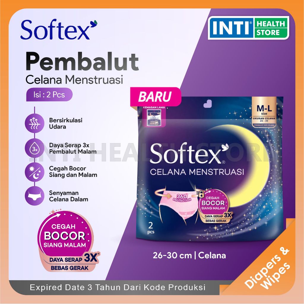 Softex | Celana Menstruasi Anti Bocor Isi 2 | Pembalut Celana Softex