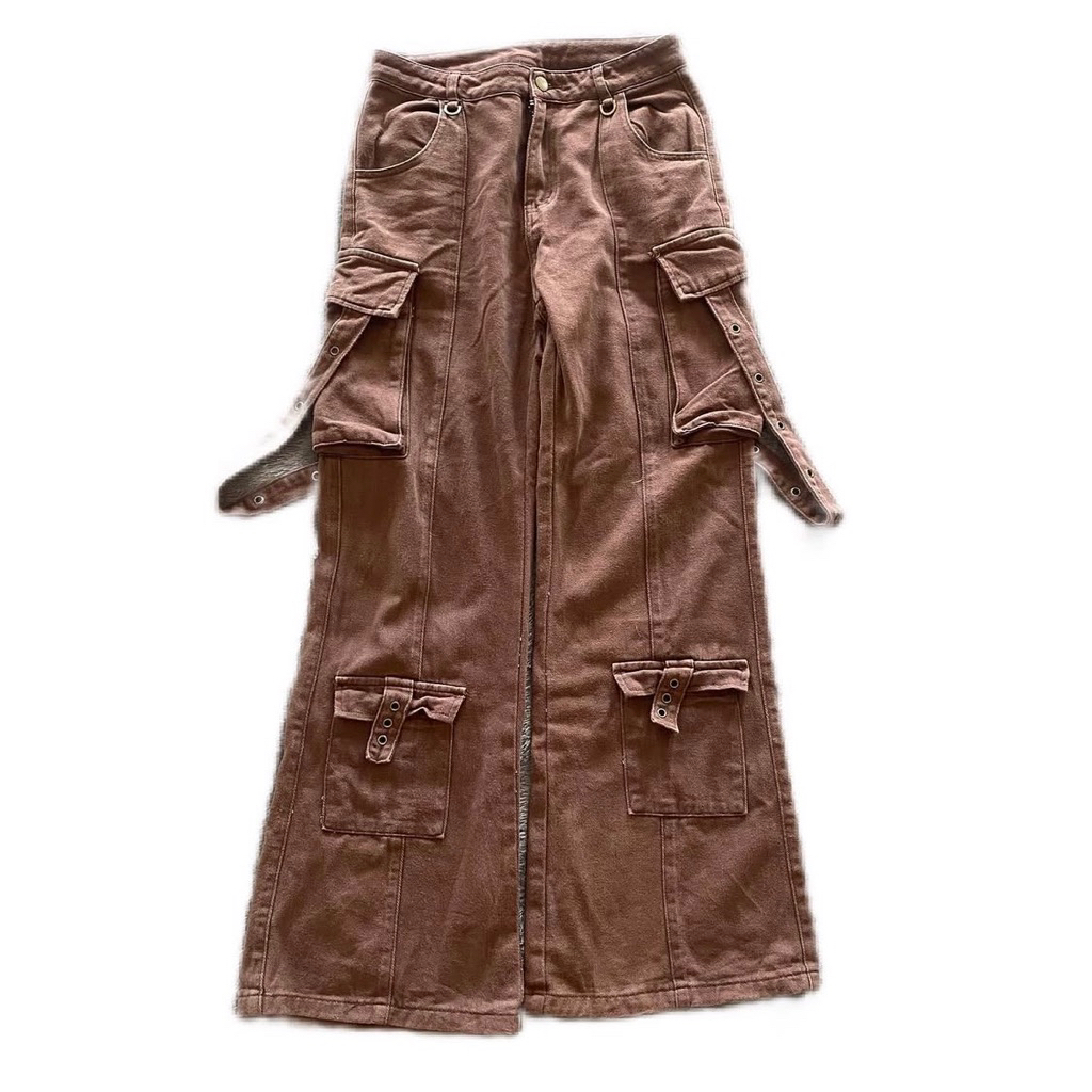 baggy bootcut flare multipocket cargo denim jeans