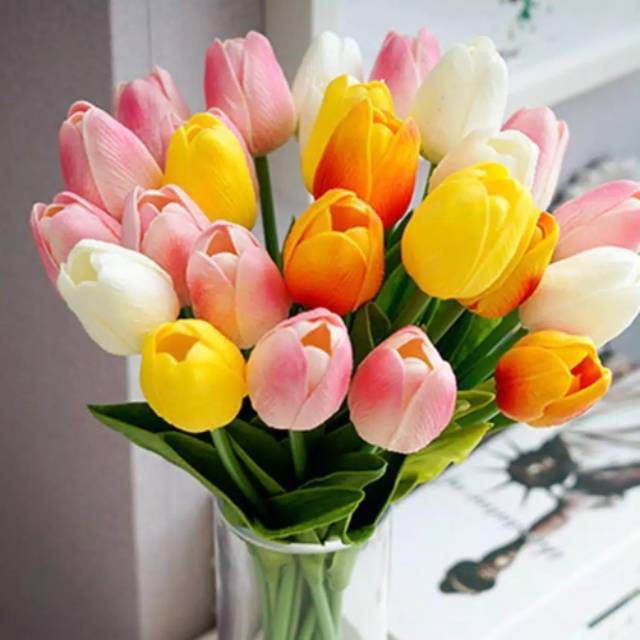 bunga tulip latex hias artificial b1 bunga artificial dekorasi rumah wedding hiasan plastik b8147