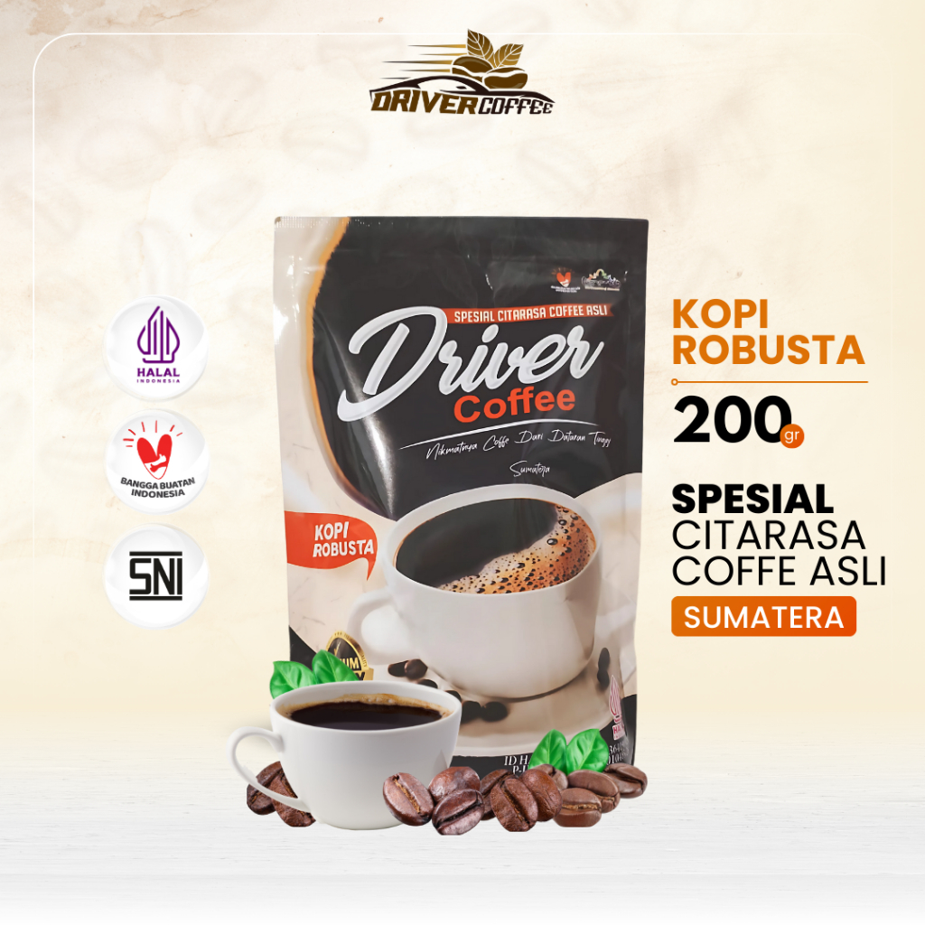 

Kopi Bubuk Driver Coffee Robusta Lampung 200 Gram Aroma Khas Premium