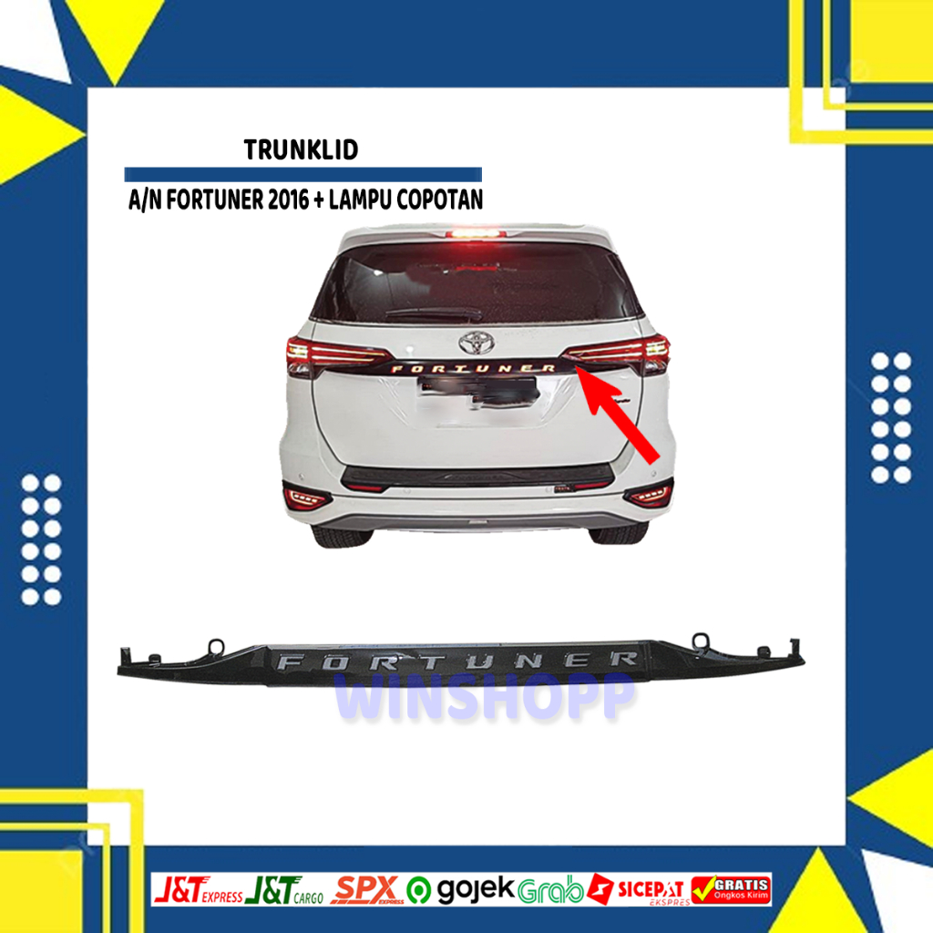 TRUNKLID BELAKANG ALL NEW FORTUNER 2016 + LAMPU COPOTAN