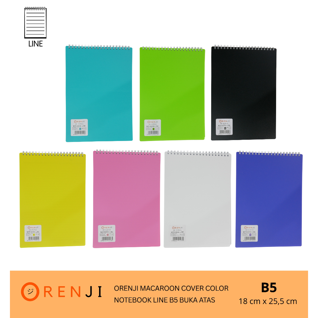 

Orenji - Macaroon Cover Color Notebook Buka Atas - Line Notebook B5 - Ukuran 18cm x 25,5cm - Mencatat Tugas, Catatan Penting