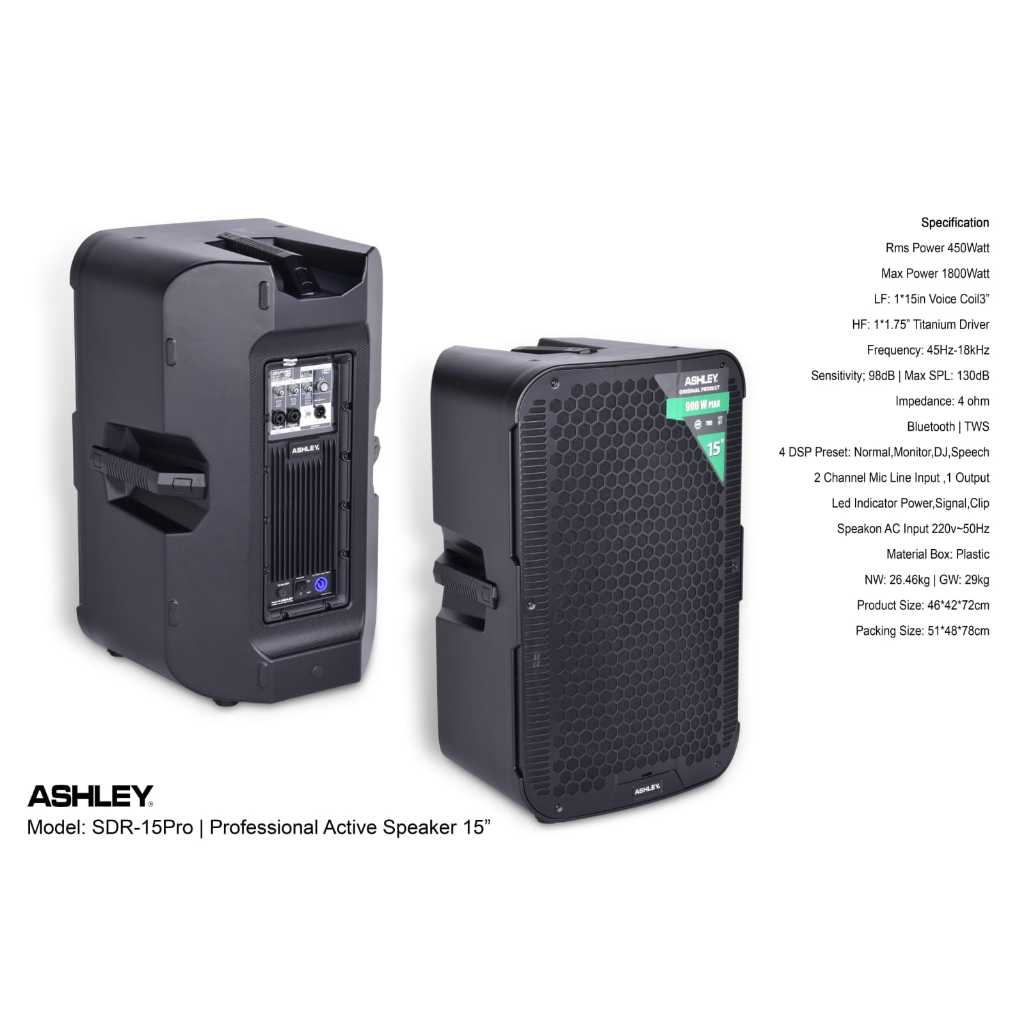 SPEAKER AKTIF ASHLEY SDR 15 ORIGINAL ASHLEY SPEAKER AKTIF