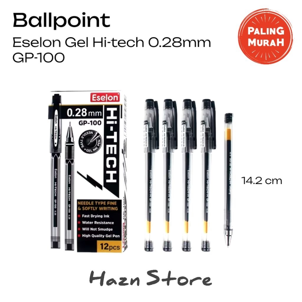 

Ballpoint Gel Eselon Hi-Tech Hitam 0.28mm | Pulpen Gel Halus Tinta Cepat Kering (1 Pcs)