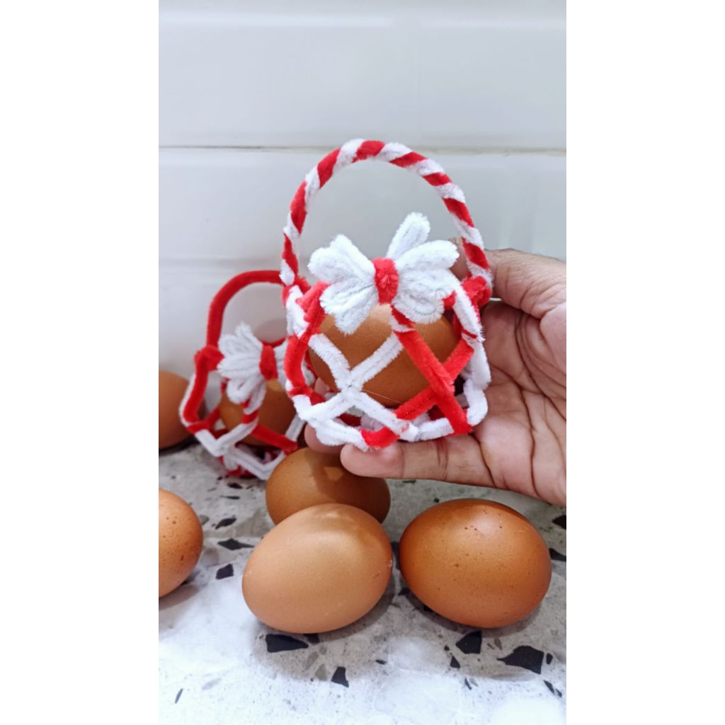 Tempat telur maulid kawat bulu Tempat telur Aqiqah Hiasan telur maulid keranjang telur maulid kawat 