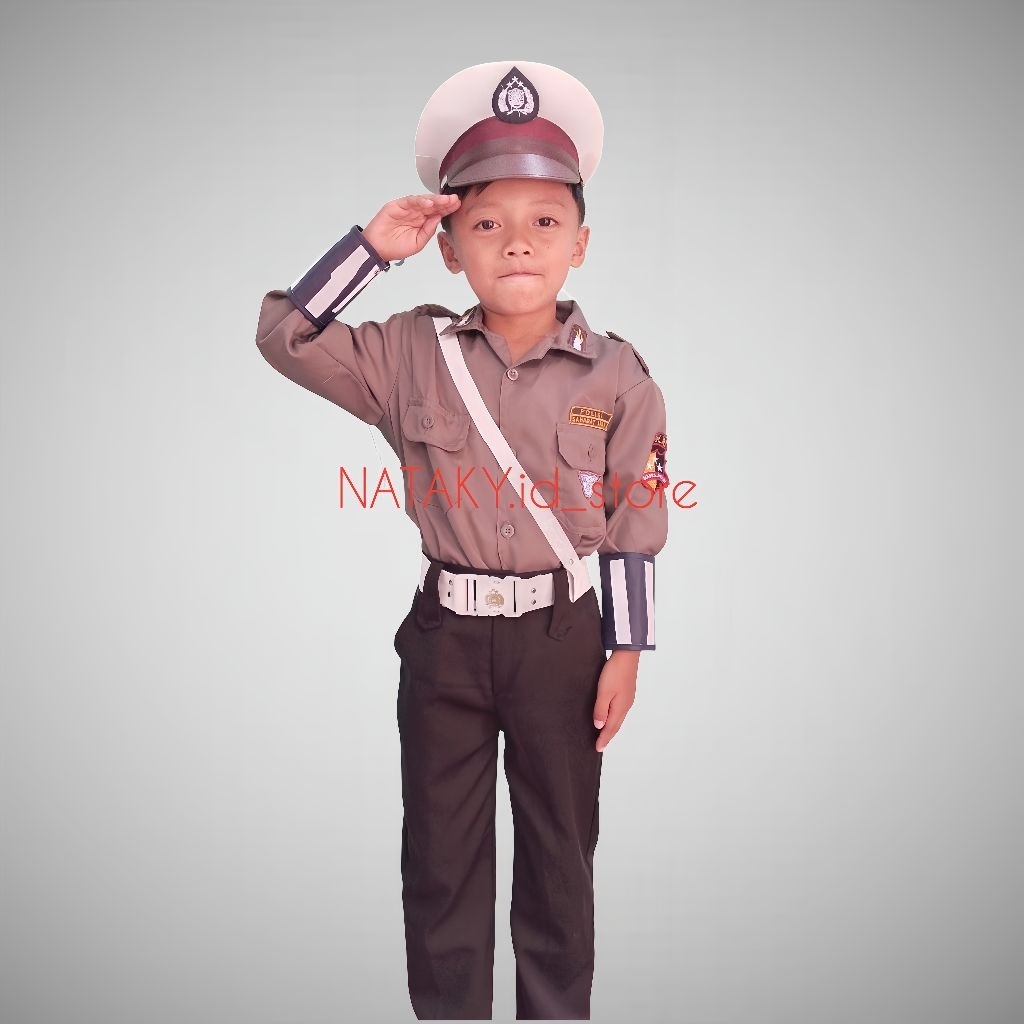 BAJU SERAGAM POLISI ANAK / KOSTUM SERAGAM POLISI ANAK / BAJU POLISI ANAK LENGKAP SATU SET