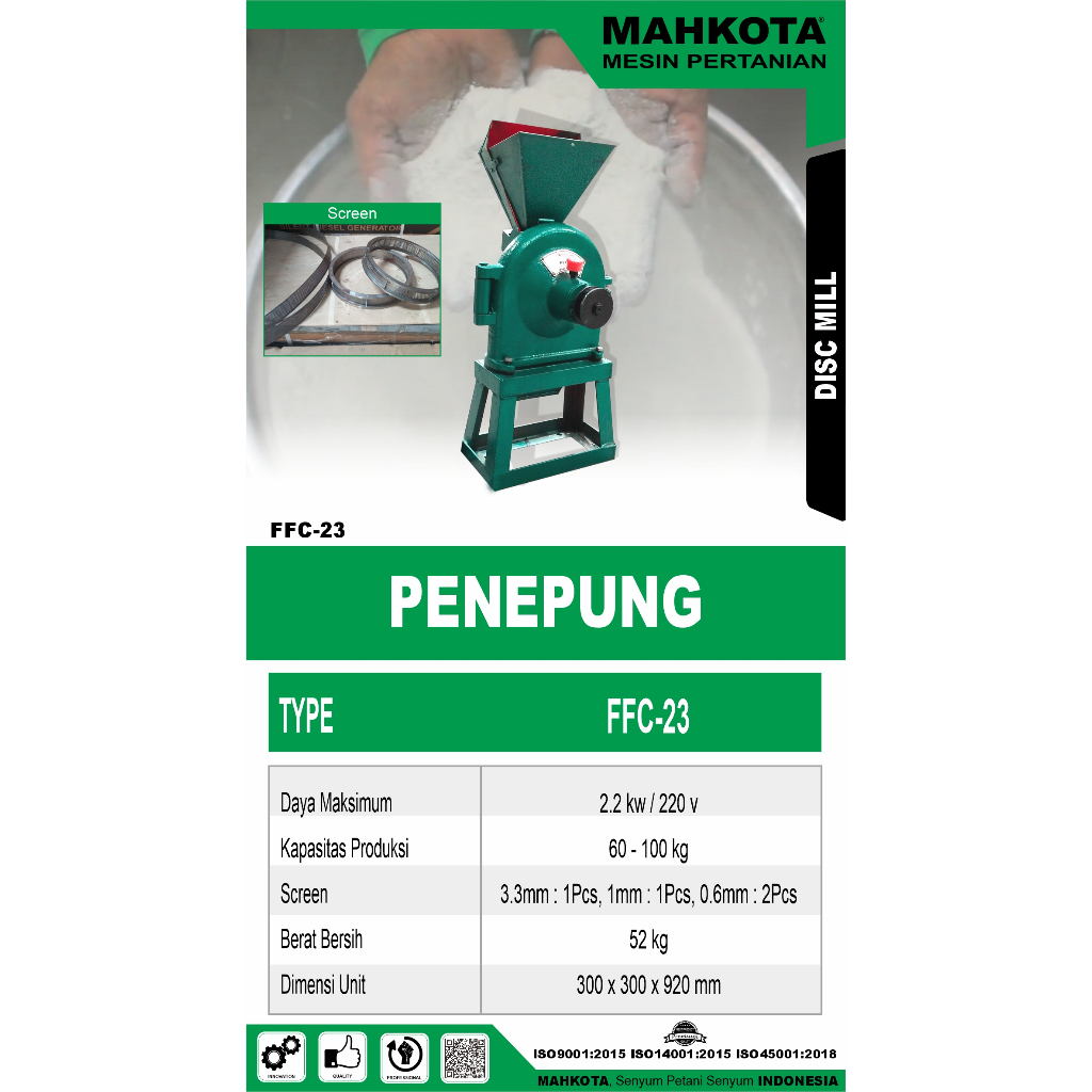 Mesin Penepung Diskmill Mesin Giling Tepung Mahkota FFC 23