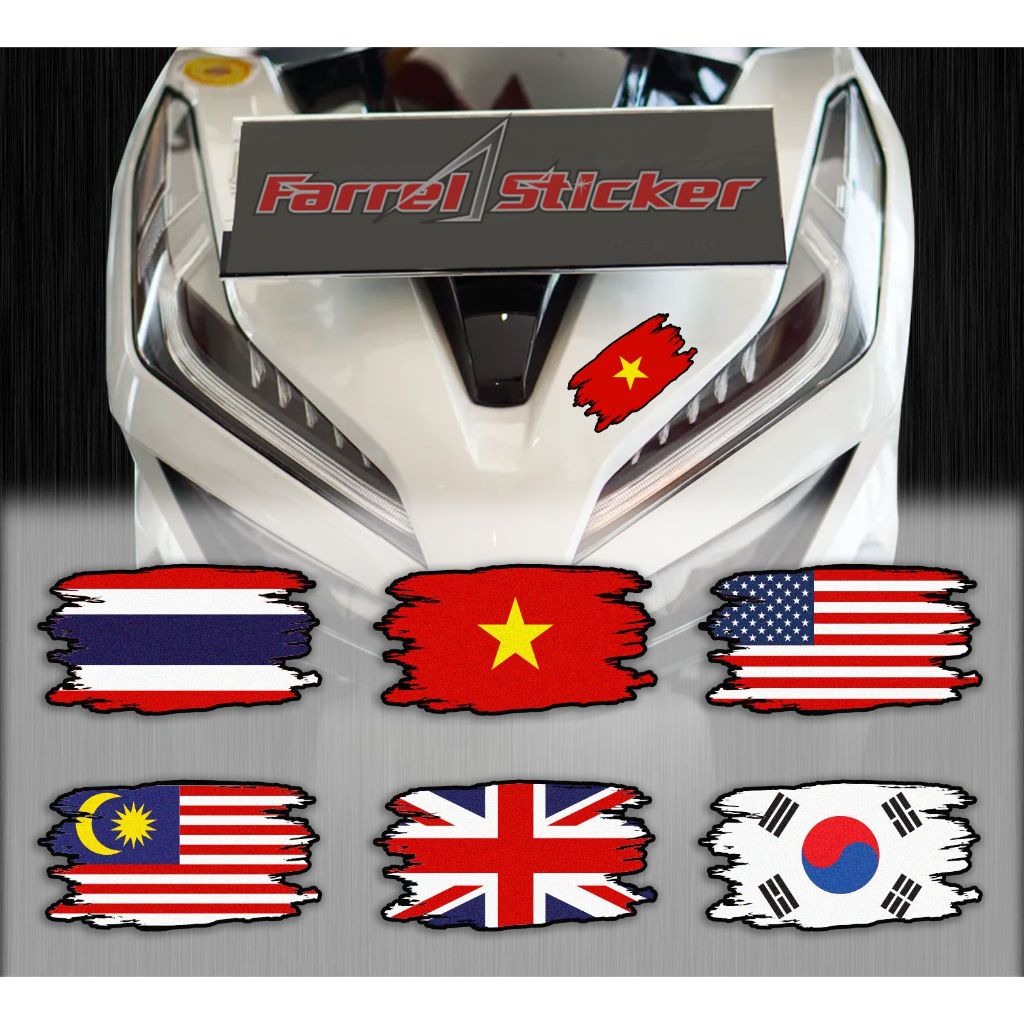 

Stiker Bendera Robek Sticker Flag brush Style thailnad Inggris Malaysia Korea Japan