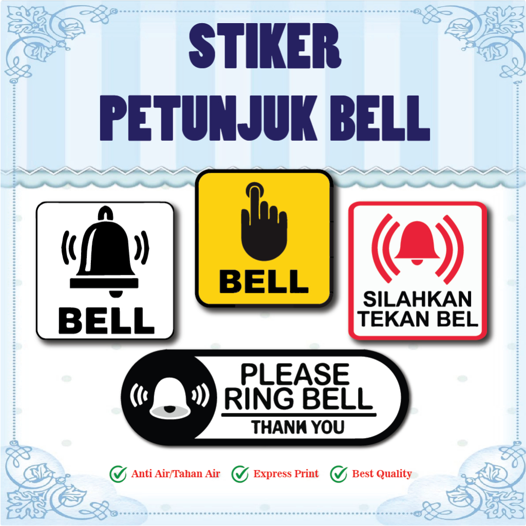 

STIKER VINYL PETUNJUK BELL RUMAH 10 x 10 / 15 x 10 CM A4 STICKER BEL ANTI AIR WATERPROOF ANTI LUNTUR