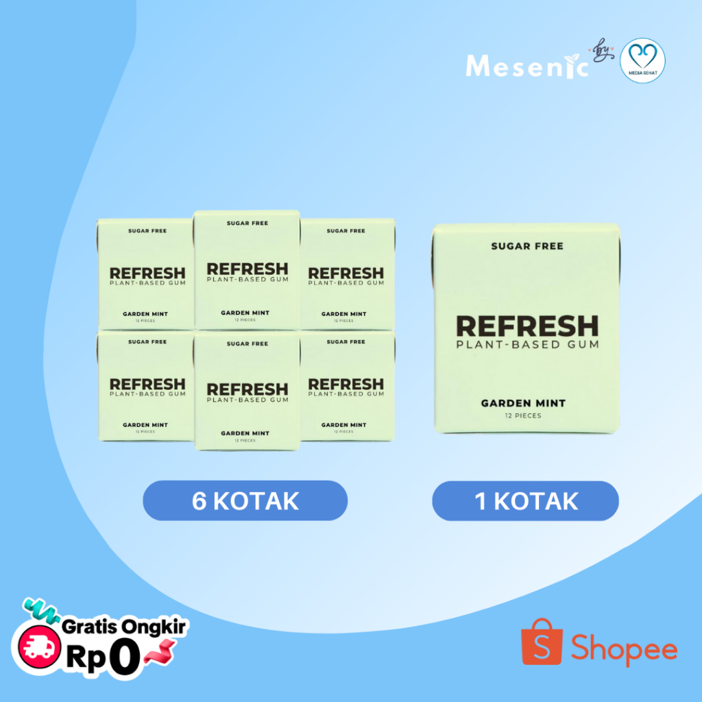 

Refresh Plant Based Gum | Permen Karet Berbasis Tanaman Refresh, Bebas Gula, Permen Karet Tahan Lama dengan Stevia, Xylitol, Rasa Alami & Bahan Organik, Non GMO | Variant Garden Mint