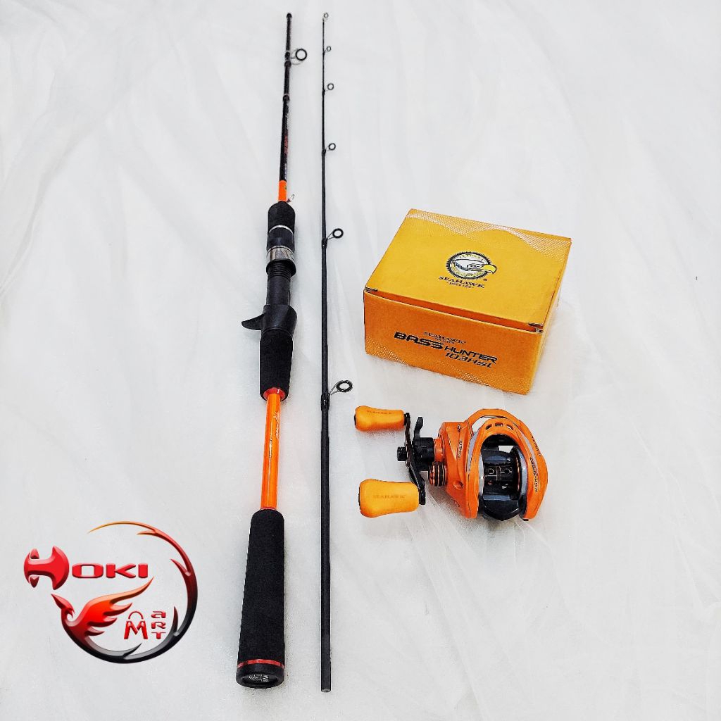 Free soft lure Joran set bc swan fish hunter + reel seahawk bass hunter / set joran bait casting car