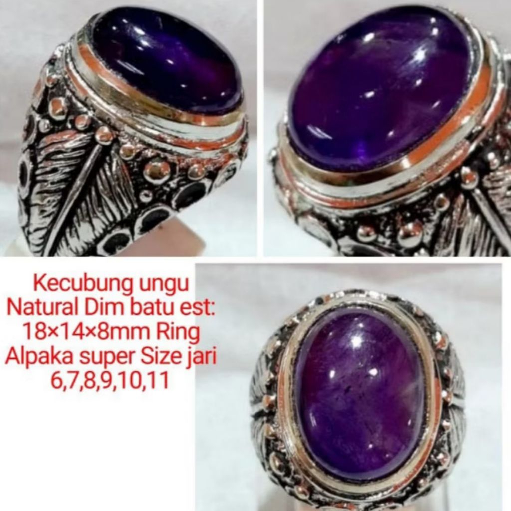 Cincin batu kecubung Kalimantan top cristal