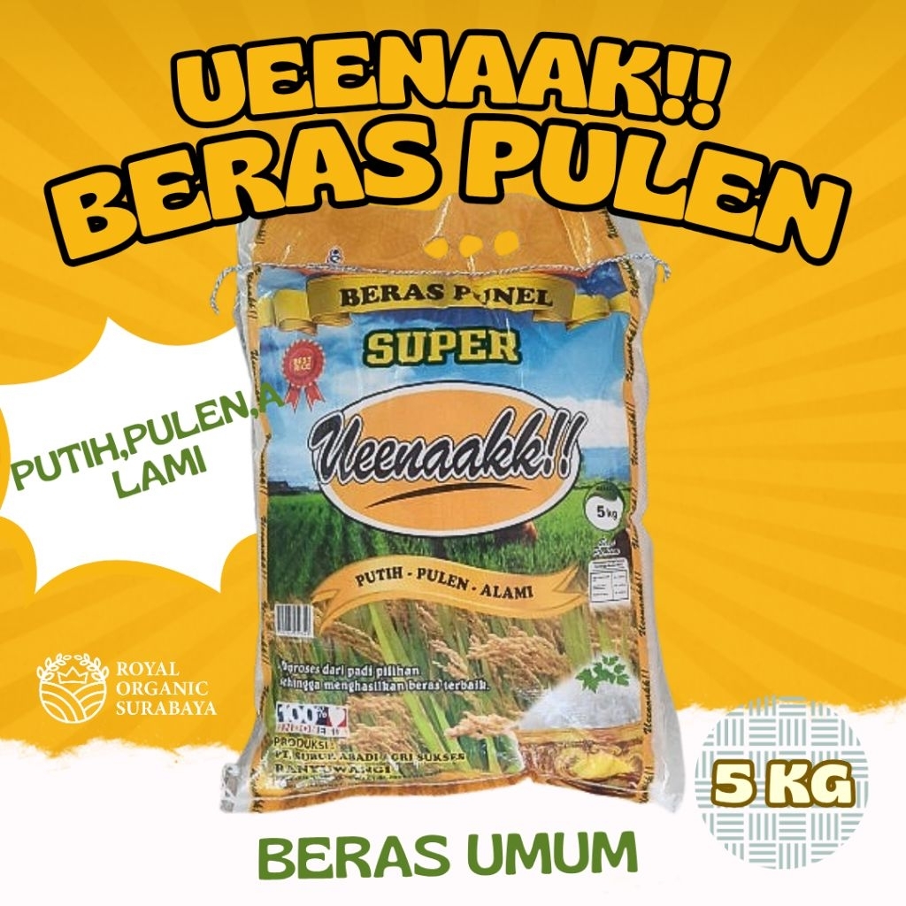 

Beras Umum cap Ueenaak!! Kemasan 5kg. Pulen.Enak.