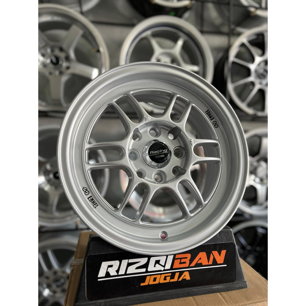 velg enkei rpf r14 silver pcd 4x100/114 kondisi baru