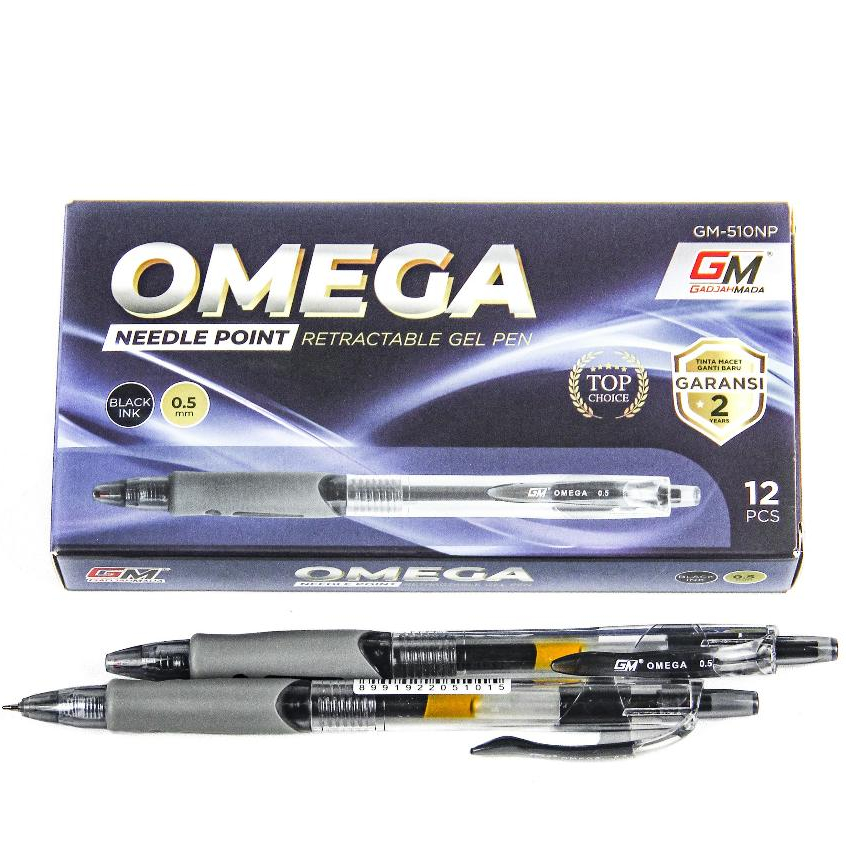 

Harga Grosir (1/2 KOTAK / 6 PCS) Pulpen Gel Tekan GM -510NP OMEGA 0,5mm GADJAH MADA