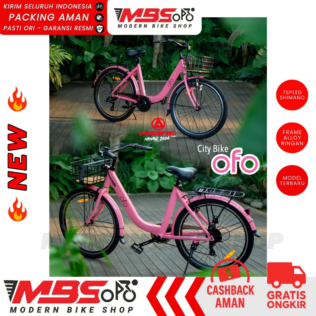 SEPEDA PEREMPUAN CTB TERBARU MINI KERANJANG PACIFIC OFO 26 INCH DEWASA REMAJA ALLOY CEWEK WANITA