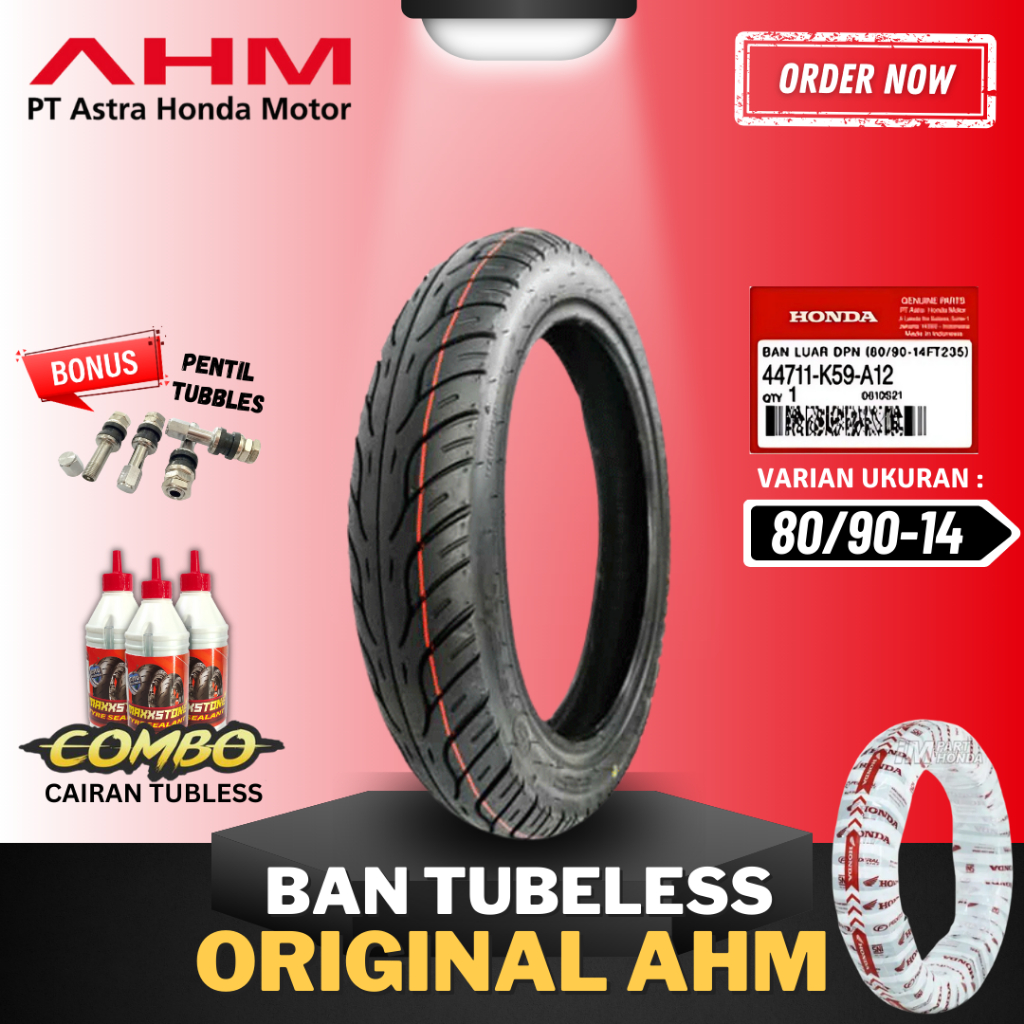 [READY COD] BAN AHM FEDERAL K59 ( 80/90-14 ) 44711-K59-A12  / BAN TUBELESS AHM RING 14 80/90-14 BAN 
