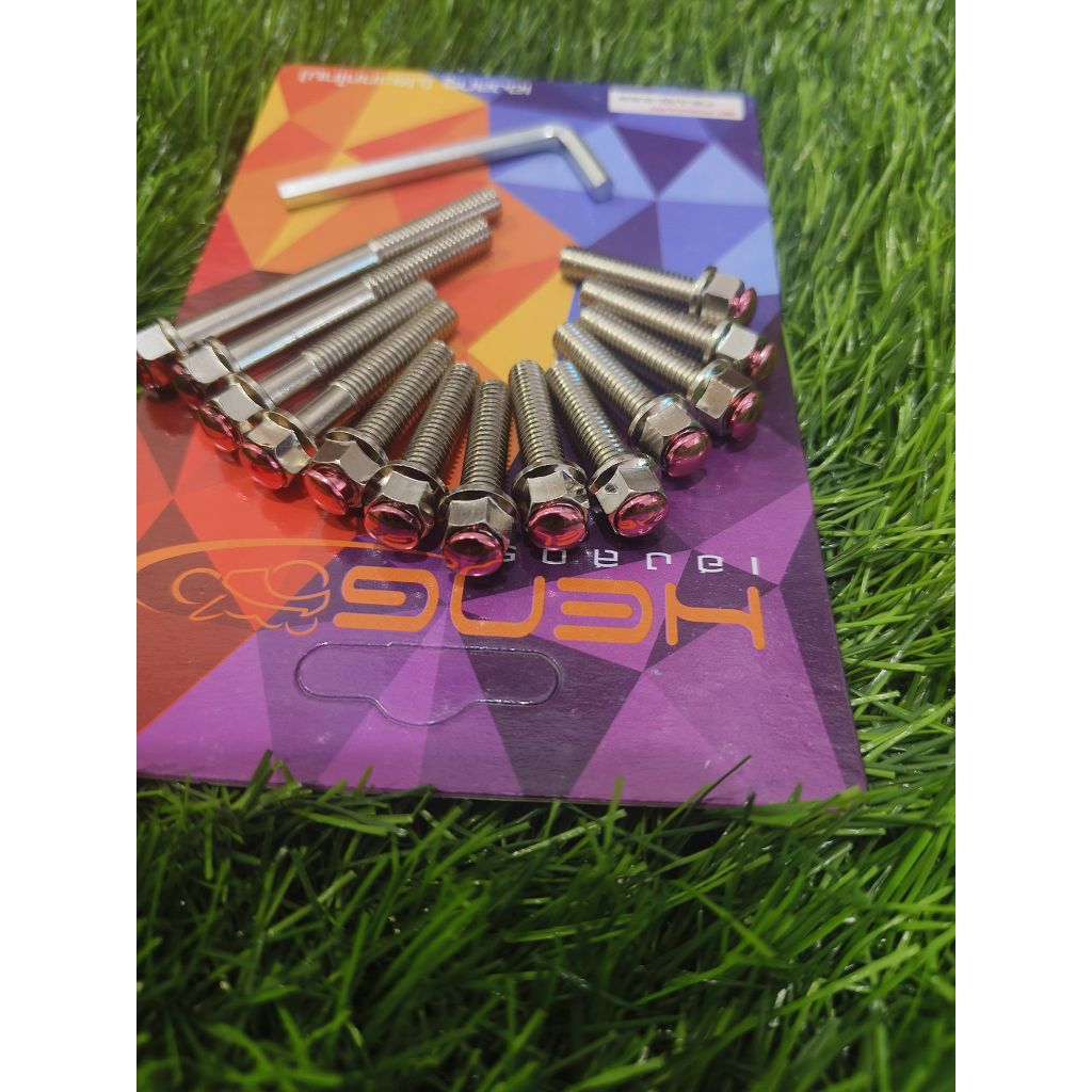 gvn variasi baut 2 kunci chrome bak mesin cvt beat vario mio scoopy plus kancing baut warna warni