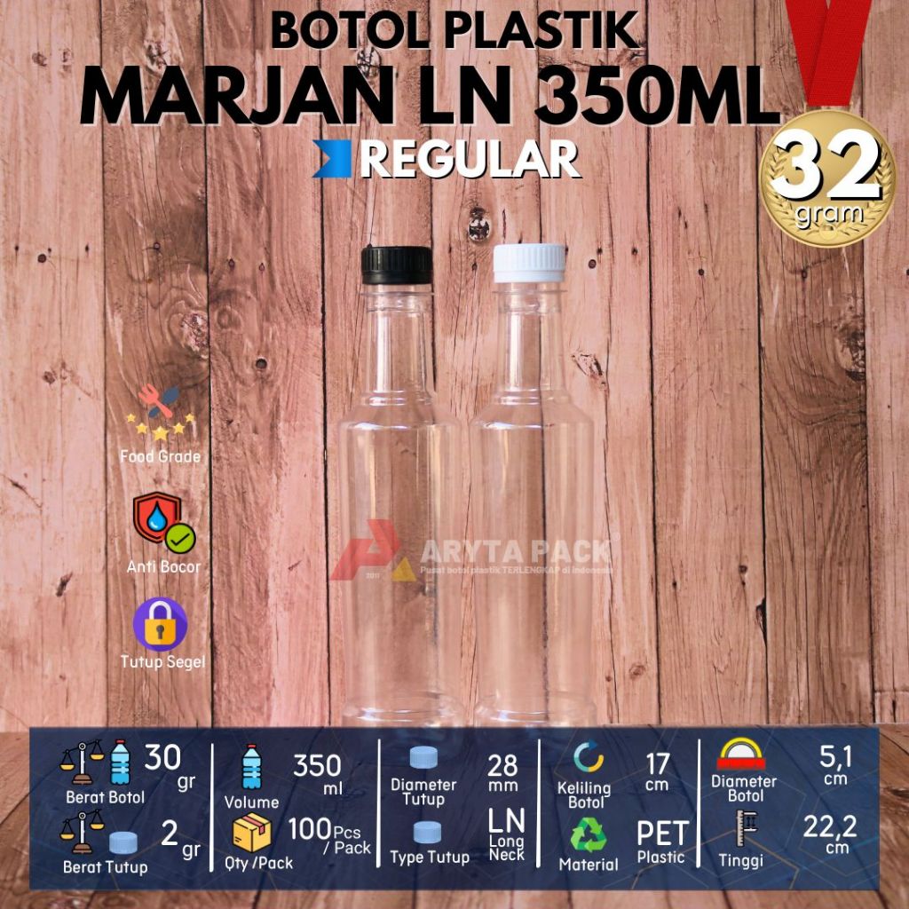 Botol plastik PET 350ml marjan madu minuman mineral jus susu kopi tutup LN warna-warni - FLASH