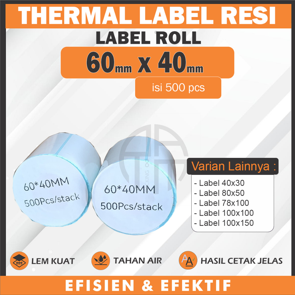 

Stiker Label Resi 60x40 mm isi 500 pcs Kertas Thermal Label Resi
