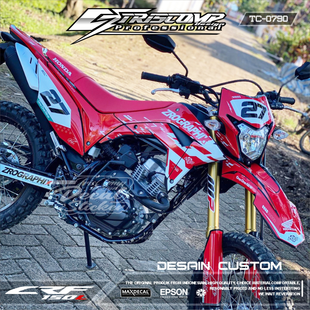 Stiker CRF Terbaru decal motor CRF150 L Fullbody Motif merah putih Custom Warna - List Variasi Stick