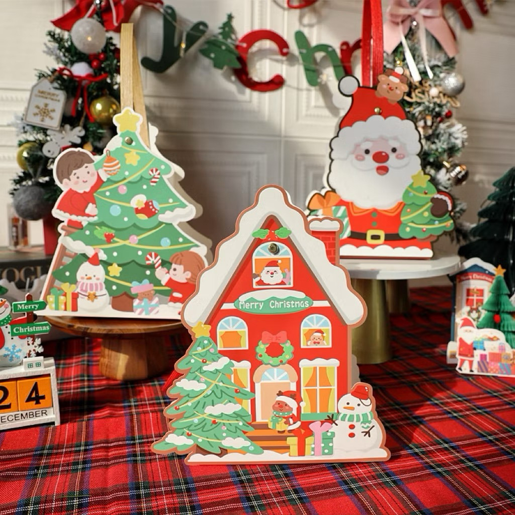 Box Christmas Mini Santa Box Natal Cookies Candy Mini Tenteng Tali Kulit