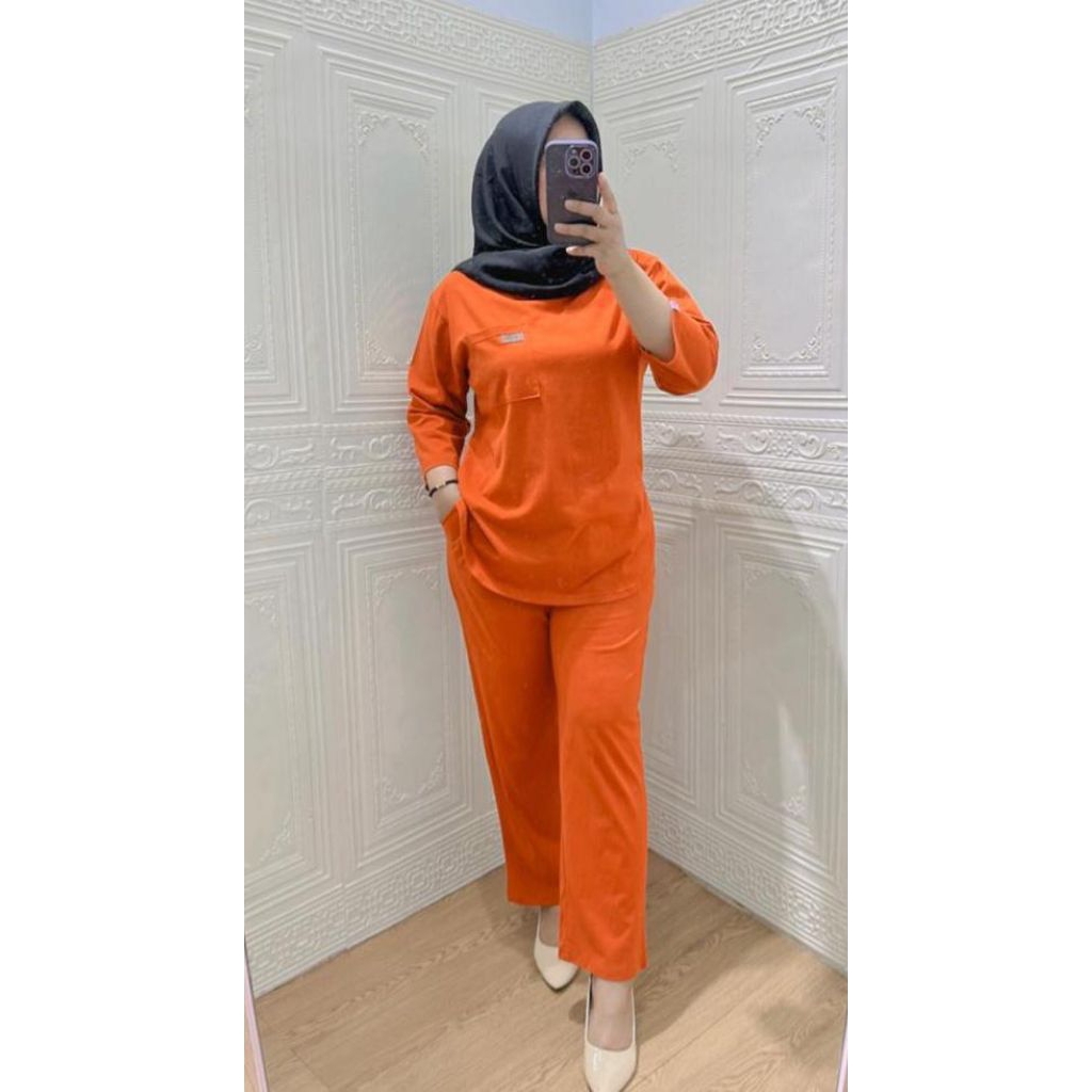 Oneset Kaos Panjang Polos POJEE || Setelan Wanita Kaos Combat Premium XL XXL