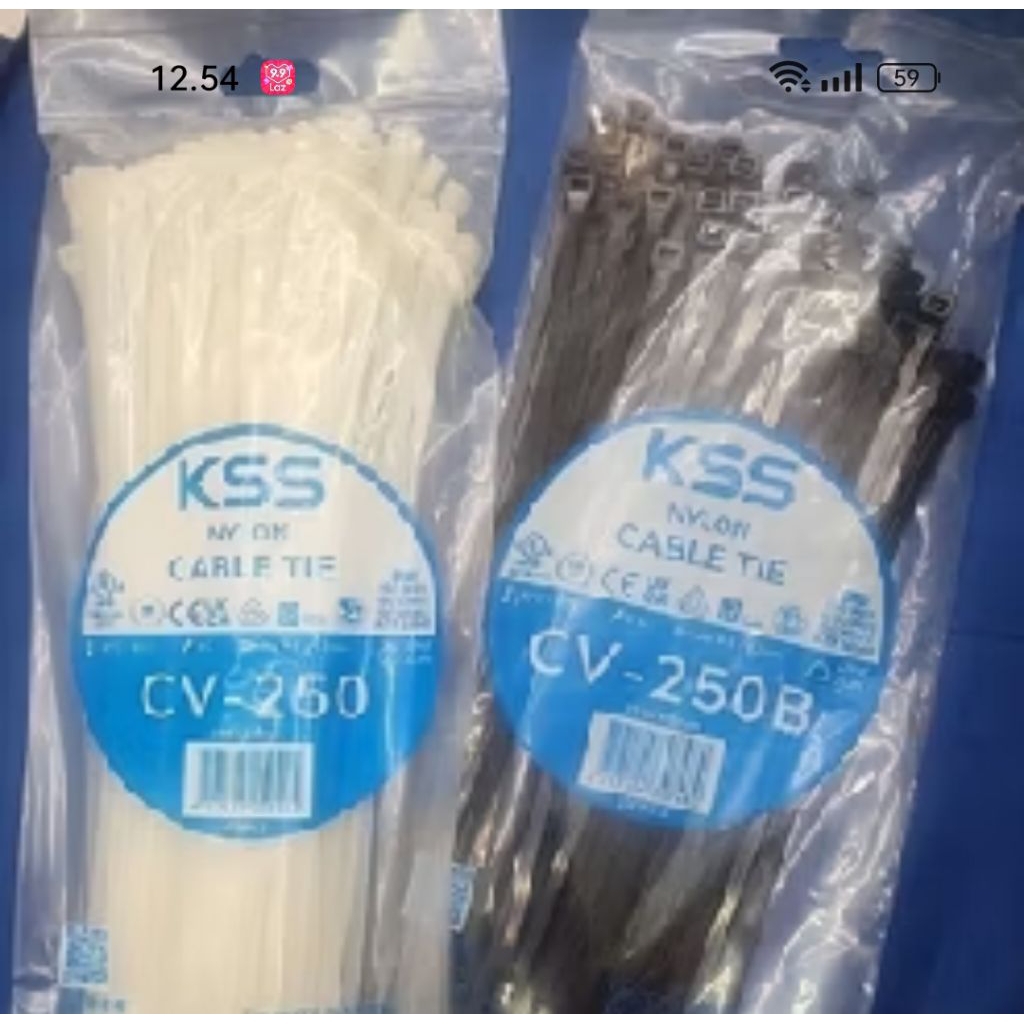 

kabel ties, tali ties KSS CV-250 /25cm x4.8 warna hitam dan putih