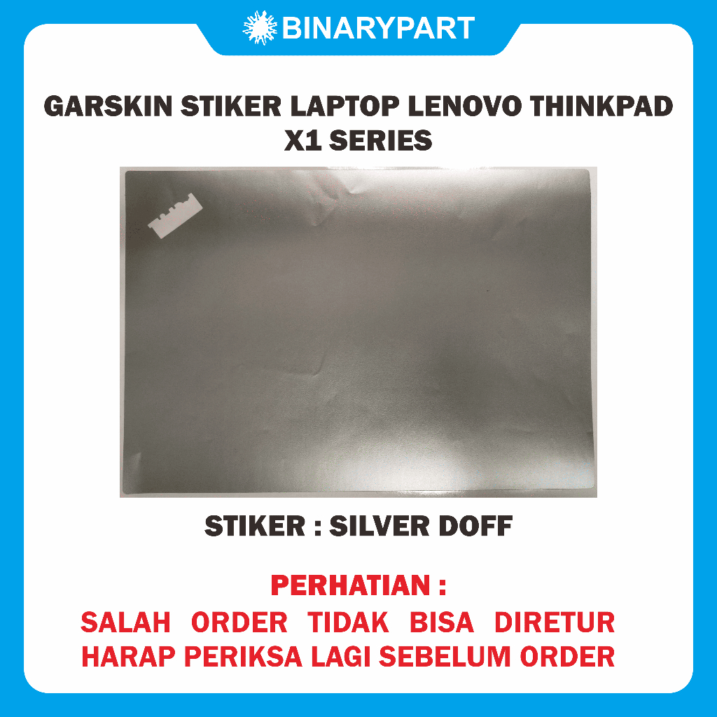 SIlver Doff X1 Series - GARSKIN Sticker Laptop Lenovo Thinkpad X1 Series Silver Doff X1 CARBON GEN 1