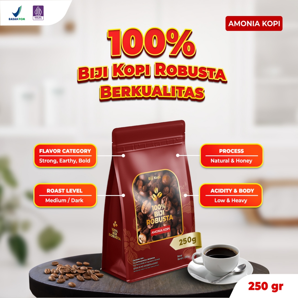 

Biji Kopi Robusta Istimewa - Roasting Medium to Dark 250 Gram / Biji Kopi / Roastbean Kopi Robusta Premium 250 Gram