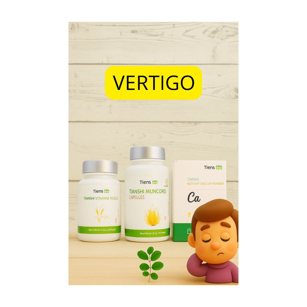 Tiens Paket Untuk Vertigo - Muncord + Vitaline Cal - Bantu Atasi Vertigo, Tingkatkan Imun & Stamina