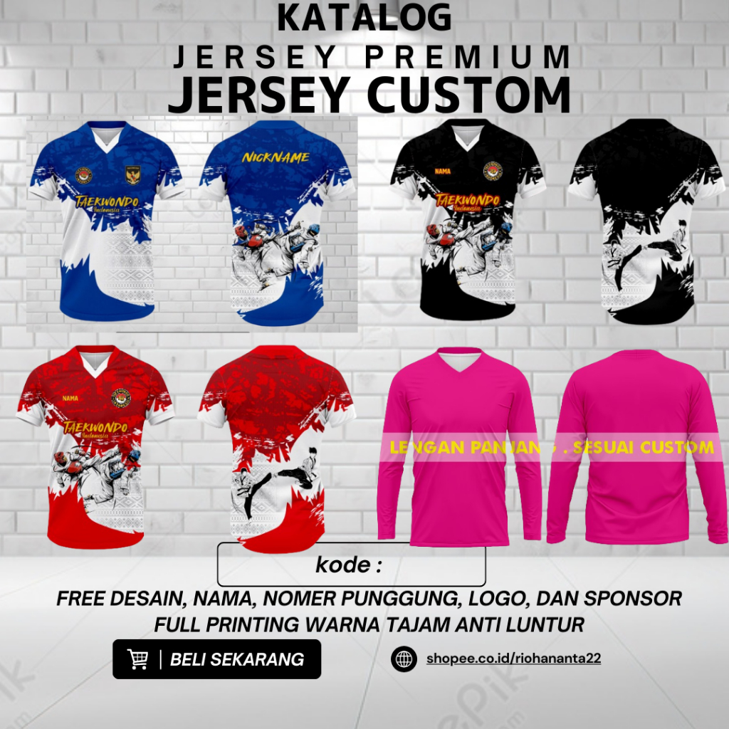 Kaos taekwondo Terbaru/ Jersey taekwondo / JERSEY PREMIUM FREE CUSTOM DESAIN SESUKAMU