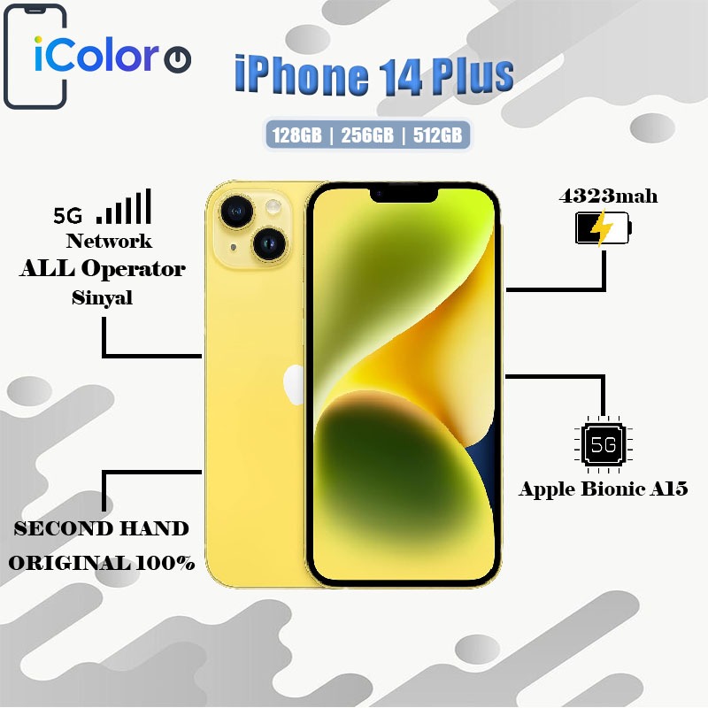 iPhone 14 Plus 128GB/256GB/512GB Second BEKAS ORIGINAL 100% MULUS NORMAL FULLSET Kondisi Perfect
