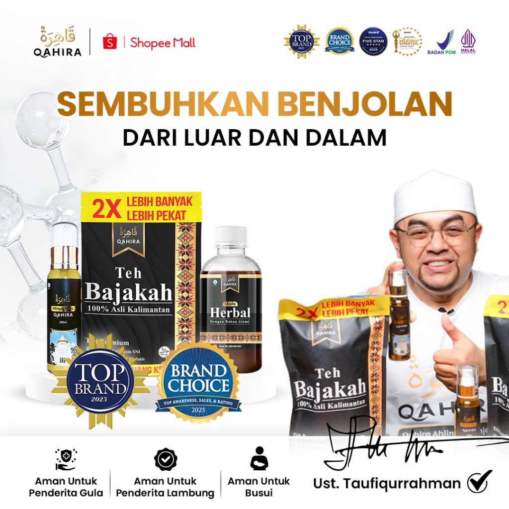 Qahira Minyak Teh Madu Herbal Premium Atasi Benjolan di tubuh Secara Alami Original BPOM Dan Halal