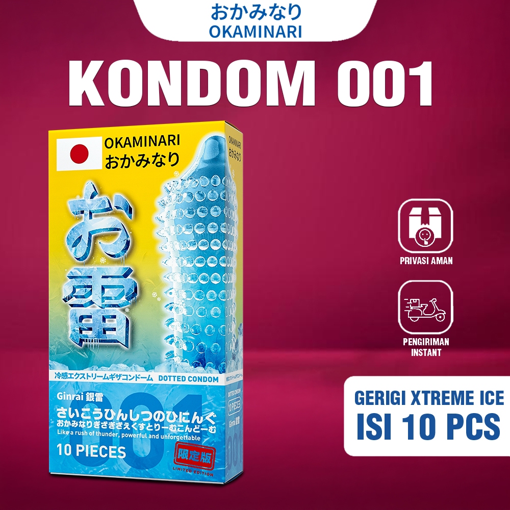 Kondom 001 Okaminari Ginrai Gerigi Xtreme Ice Sensasi Dingin - Perbox isi 10Pcs