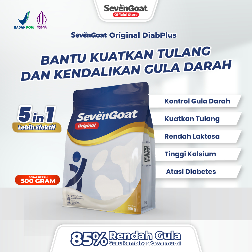 

Seven Goat Original DiabPlus - Susu Kambing Etawa Bubuk 500gr - Kontrol Gula Darah & Kuatkan Tulang