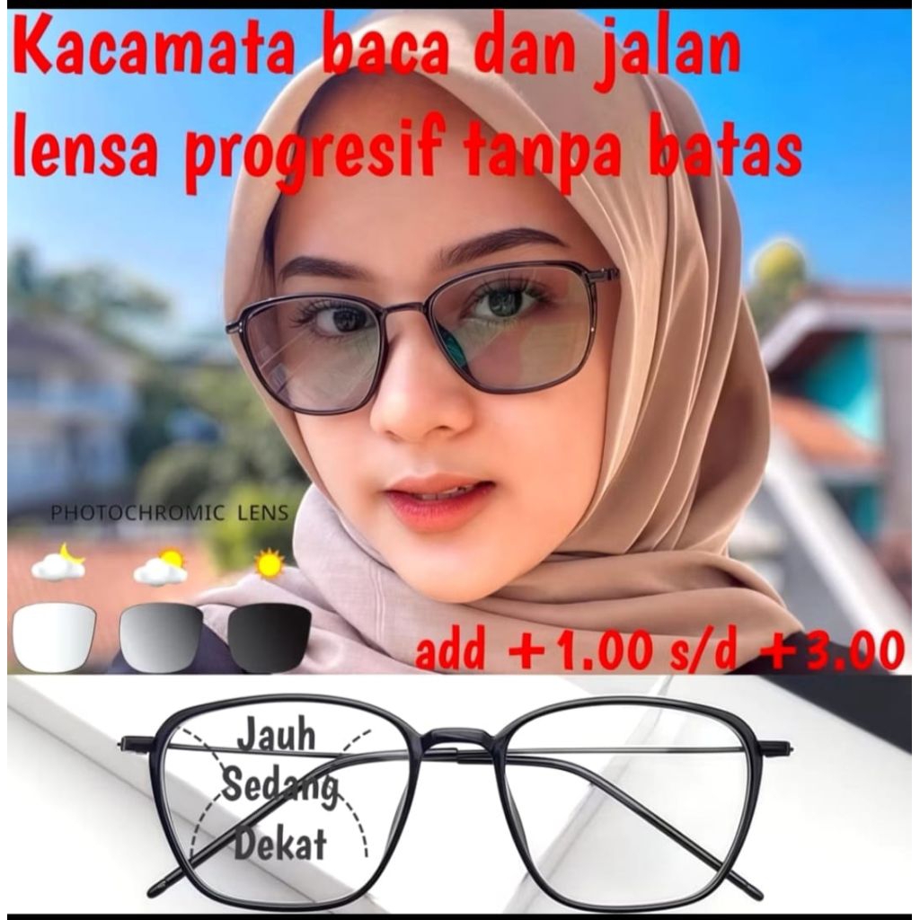 Kacamata baca plus jalan lensa progresive Photocromic  frame 2189 cowok dan cewek |kacamata progresi