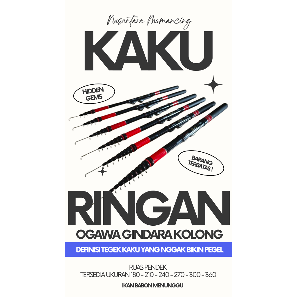 JORAN TEGEK KOLONG OGAWA GINDARA 180 210 240 270 300 360 CARBON HARD KAKU RUAS PENDEK