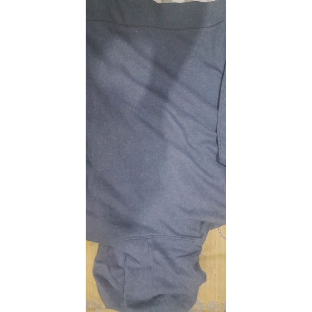 Jaket hoodie out door Blue Denim brand codes combine size L anorak katun terry zipper tali serut sis