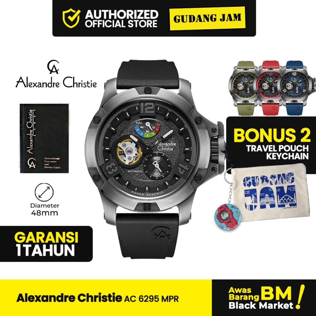 Jam Tangan Pria Alexandre Christie AC 6295 MPR Automatic Rubber Strap