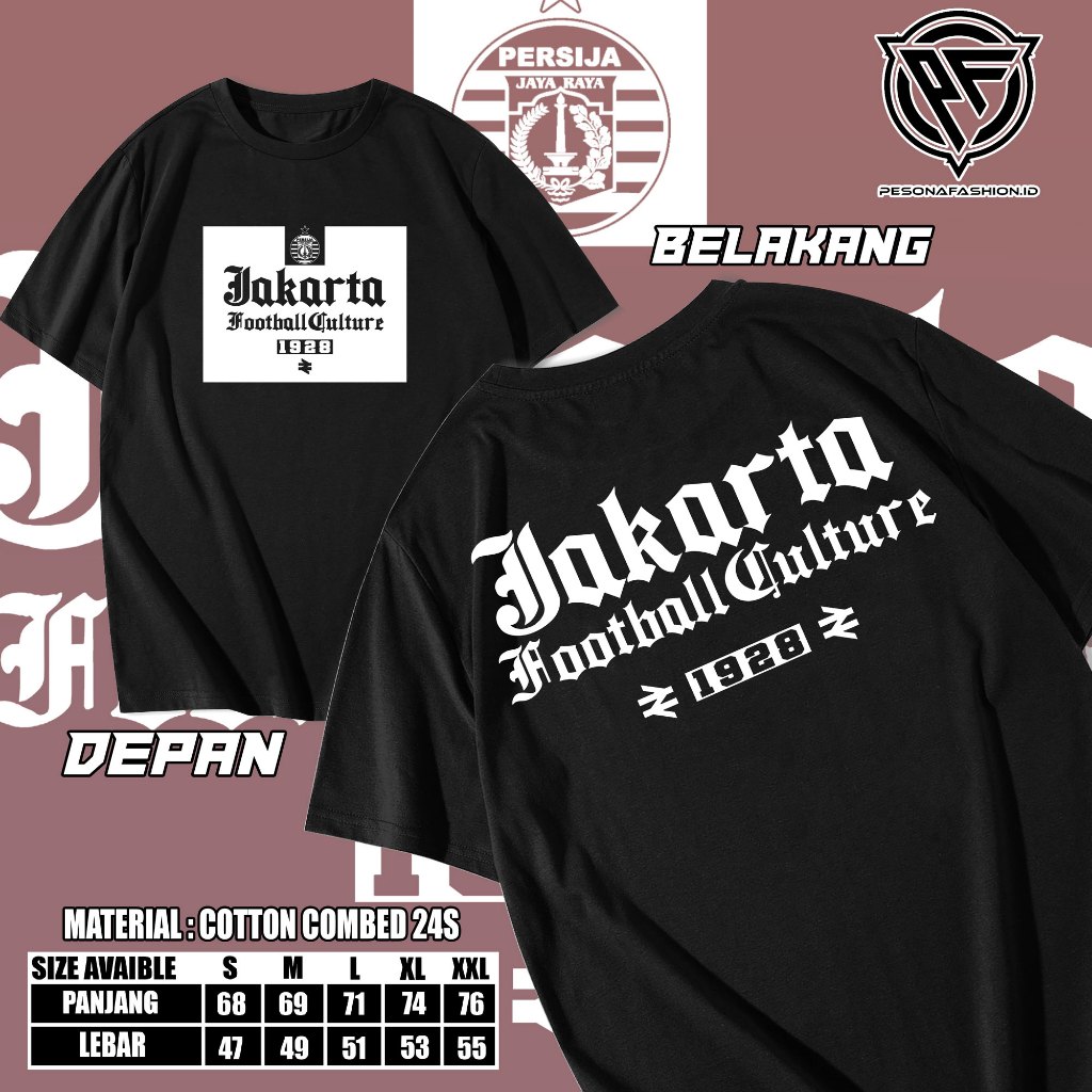 Kaos Persija Jakarta "Jakarta Football Culture" - Kaos Supporter Persija/Jack Mania/Kaos distro pers